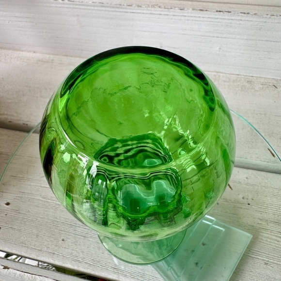 3 SPARKLING GREEN VASES, VINTAGE MID-CENTURY - Picture 7 of 12
